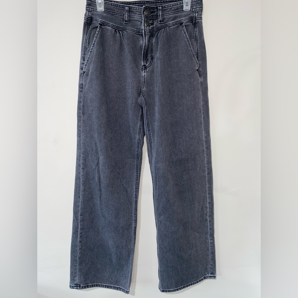 Vintage American Eagle Outfitters Women's gray mid rise tapered wide leg Jeans